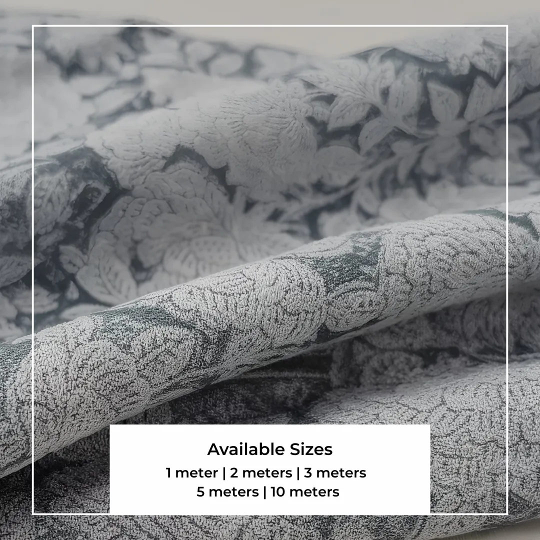Single-Sided Hand Block Printed Mal Cotton Fabric – Blue Floral Motif | Sold Per Meter