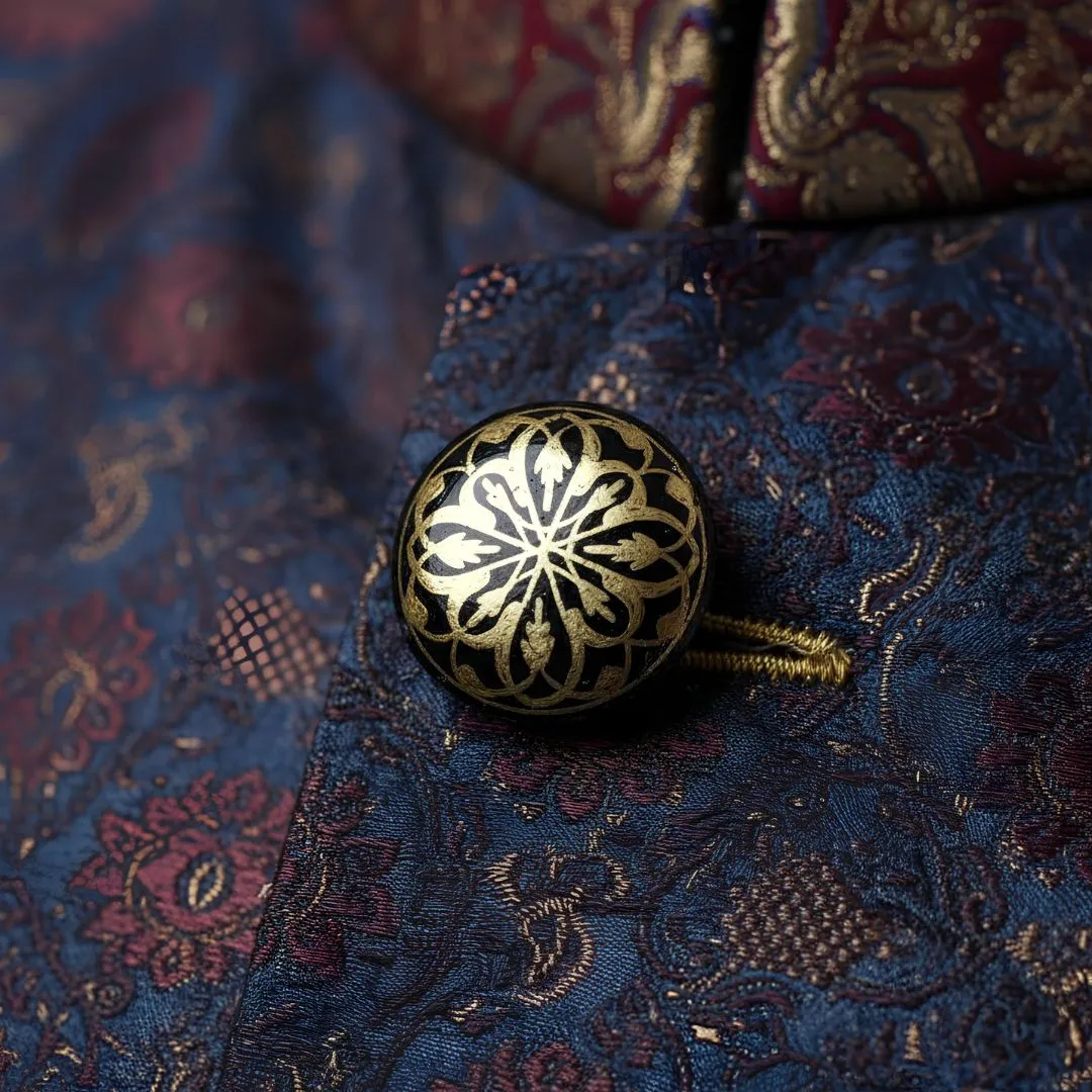 Handcrafted Gold Coat Button Set Decorative Metal Art