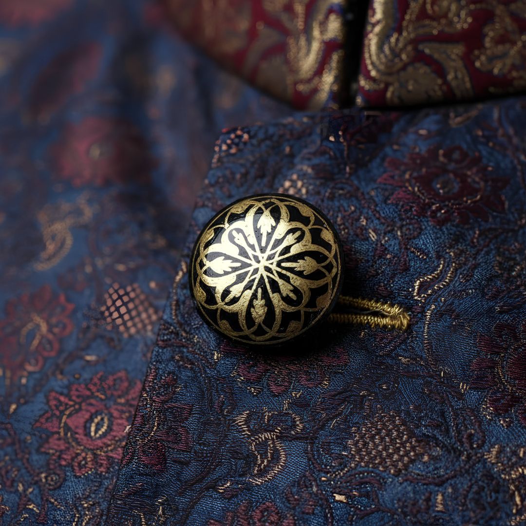 Handcrafted Gold Coat Button Set Decorative Metal Art