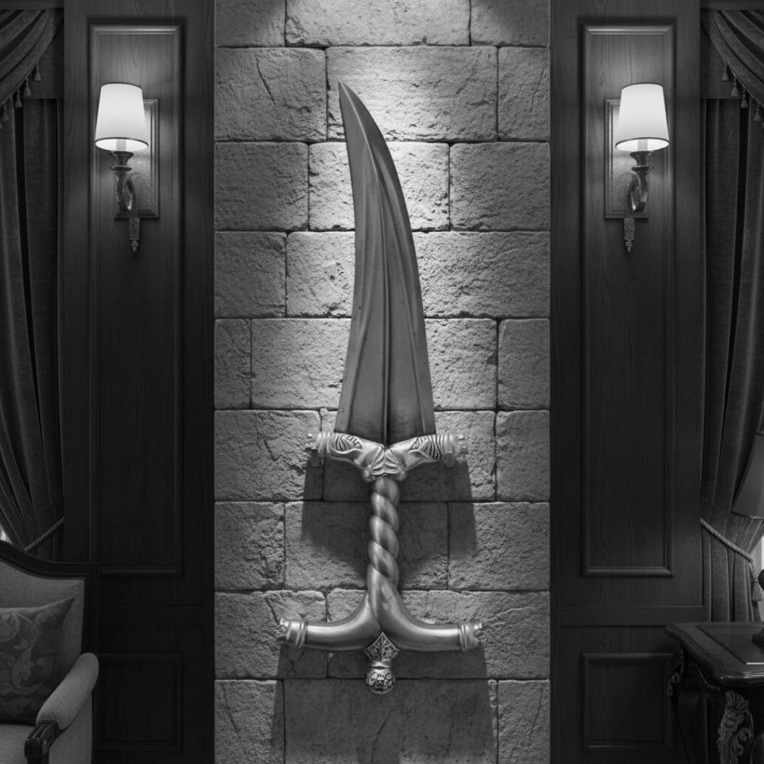 Gold Wood Still Dagger Handcrafted Decorative Koftgari Art