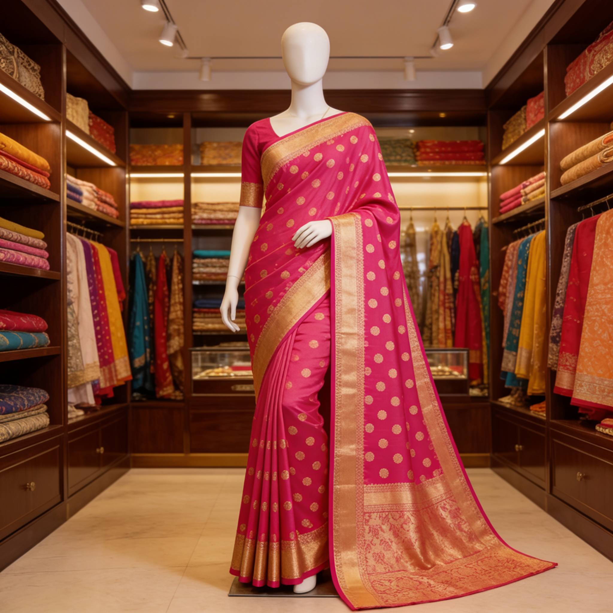 Pure Kanchipuram Kanjivaram Silk Saree Pink Gold Zari