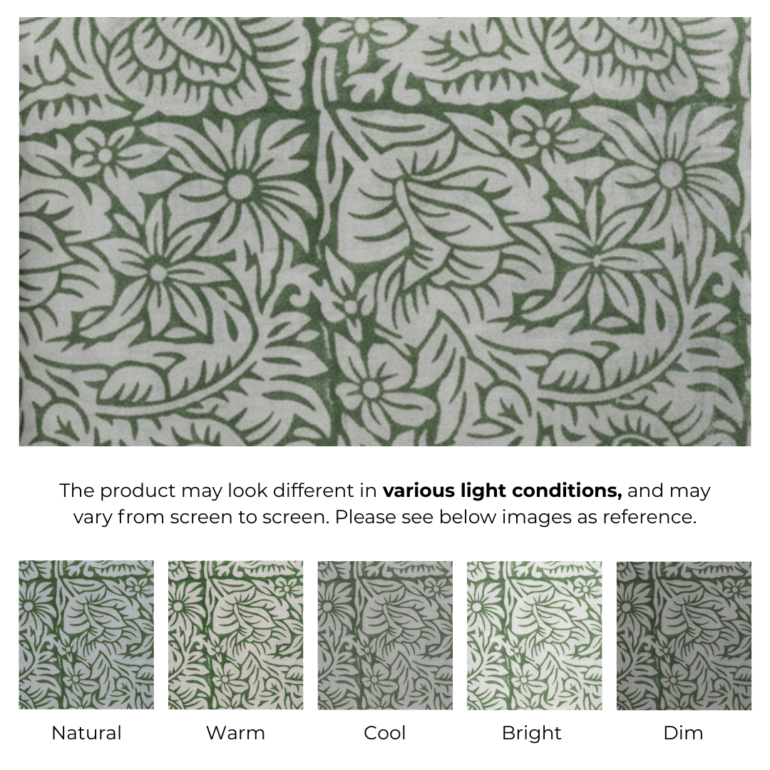 Single-Sided Block Printed Mal Cotton Fabric in Soft Blue Geometric Pattern