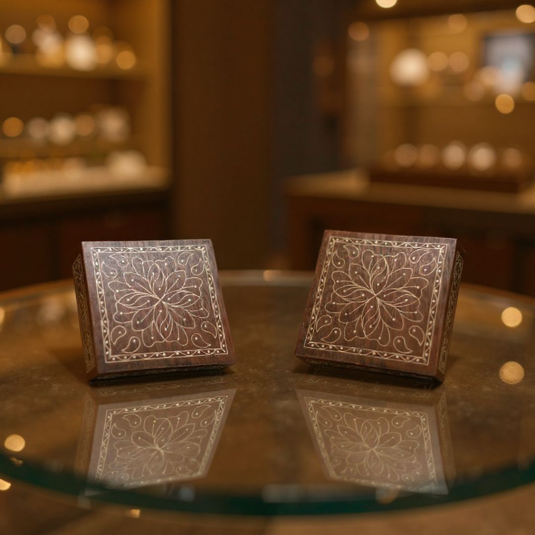 Lotus Mandala Wooden Tarkashi Inlay Box