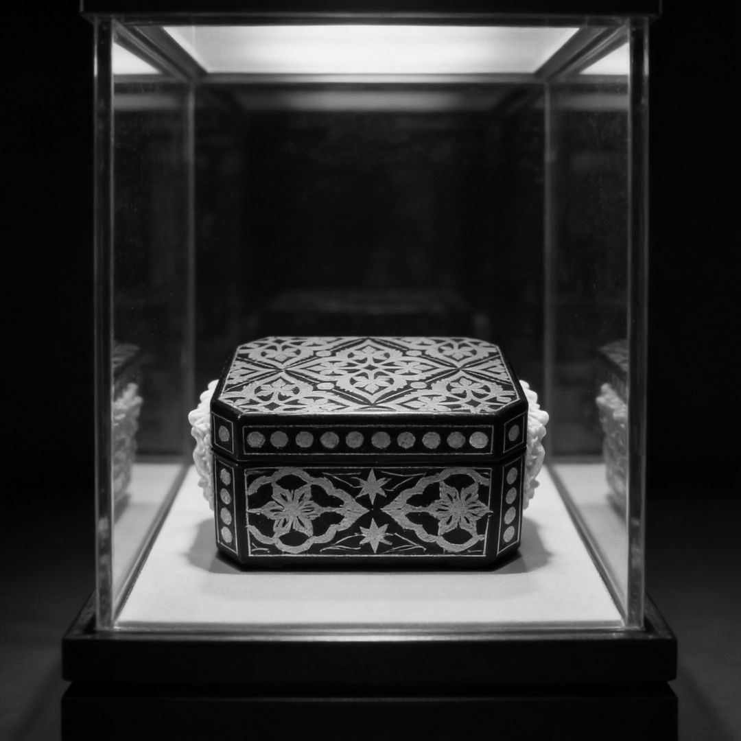 Decorative Handcrafted Koftgari Box with Traditional Metal Inlay
