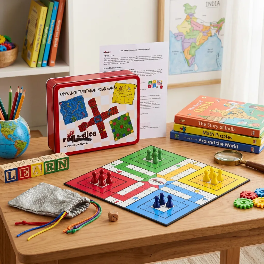 2-in-1 Snakes & Ladders and Ludo Board Game Set | Wooden Family Fun