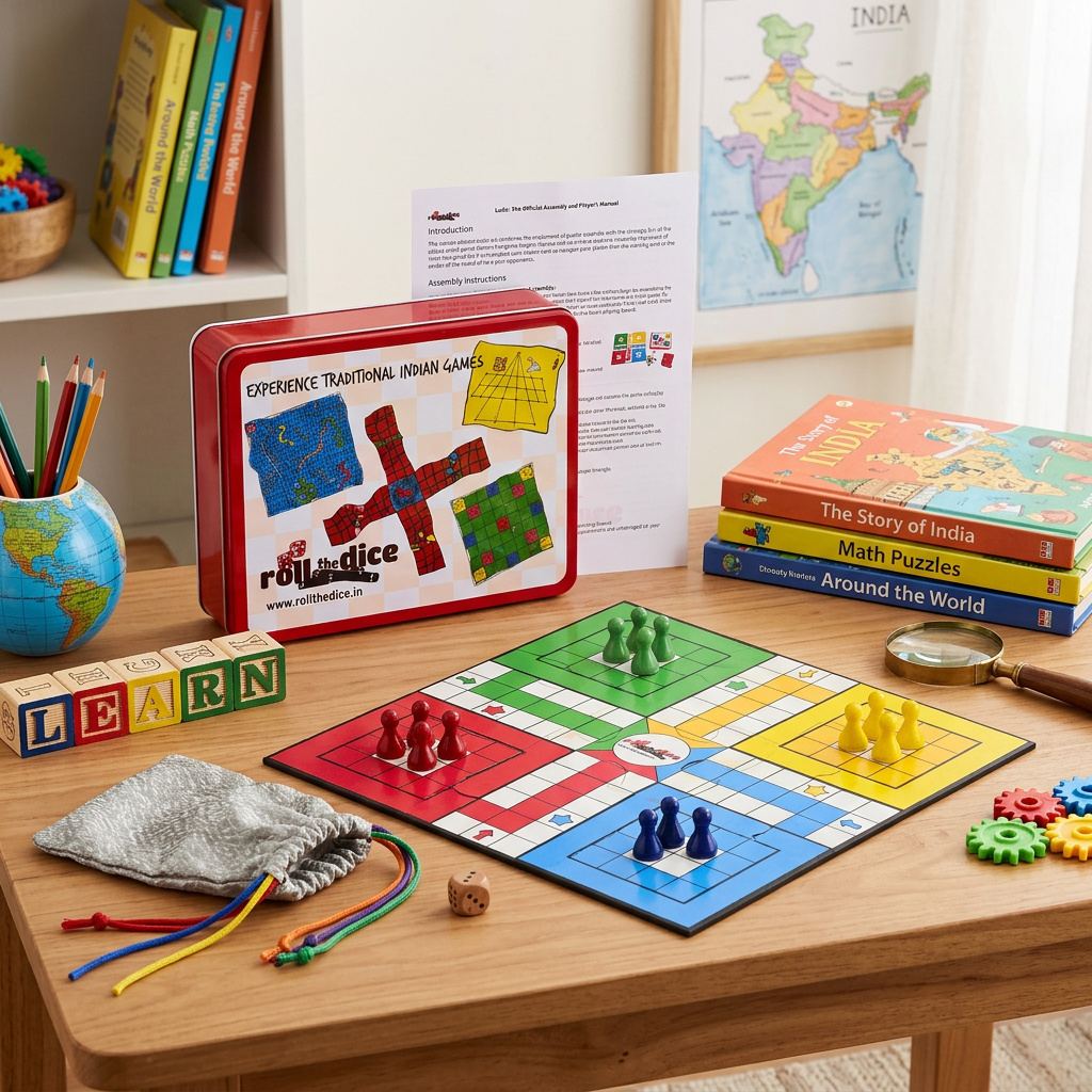 2-in-1 Snakes & Ladders and Ludo Board Game Set | Wooden Family Fun