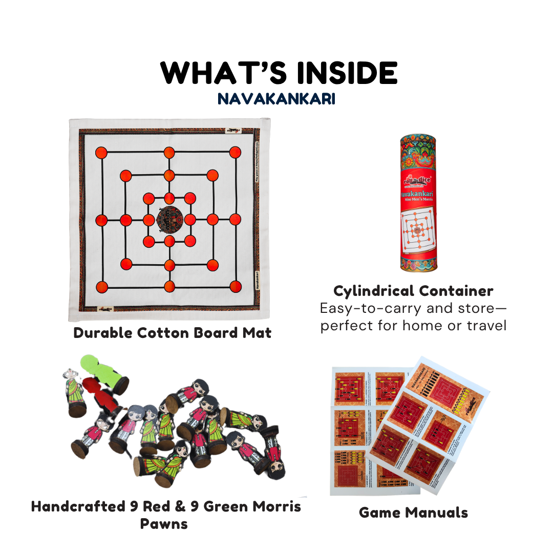 Classic Navakankari Board Game | Nine Men’s Morris | Traditional Strategy Game