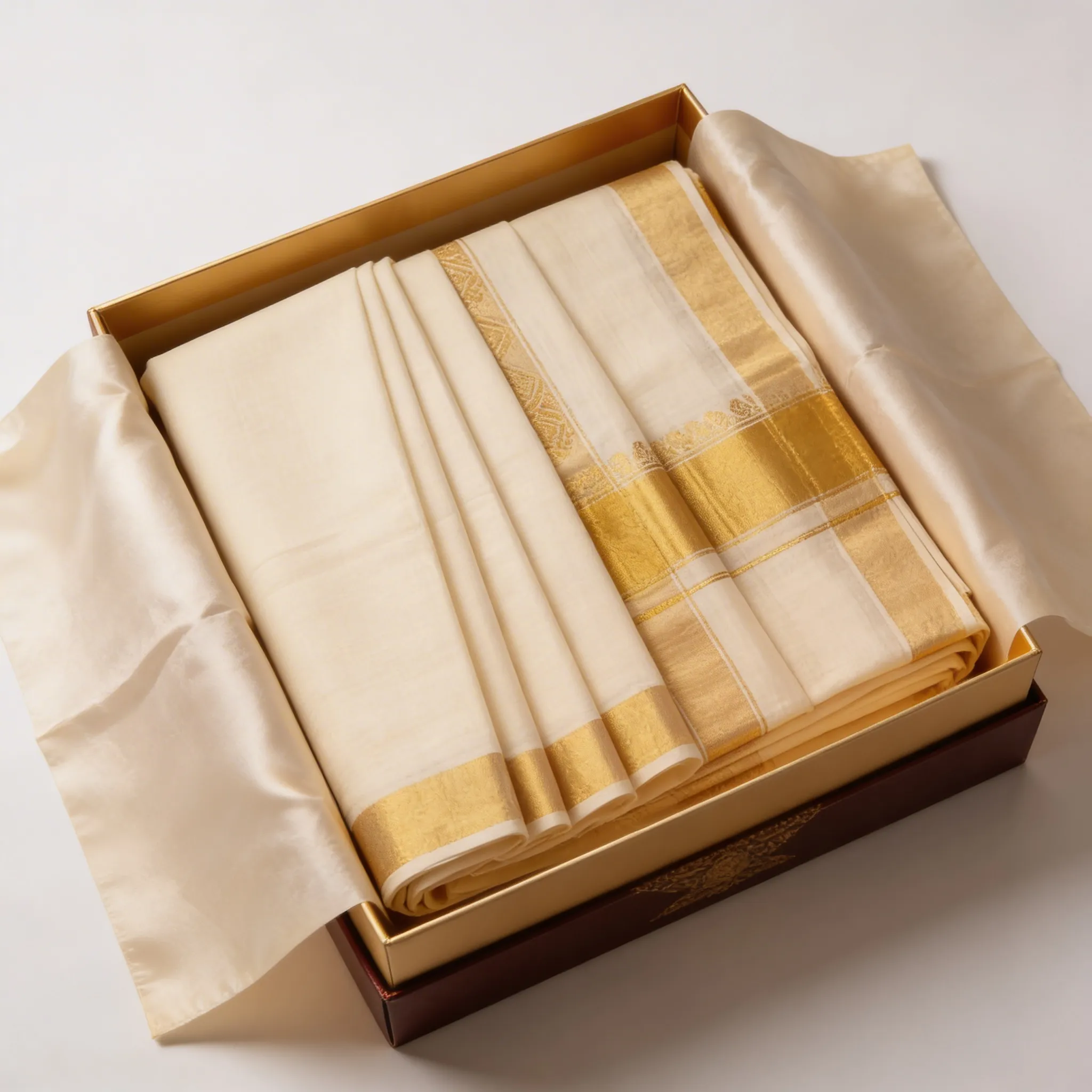 Kerala Kasavu Cotton Saree Cream Gold Border