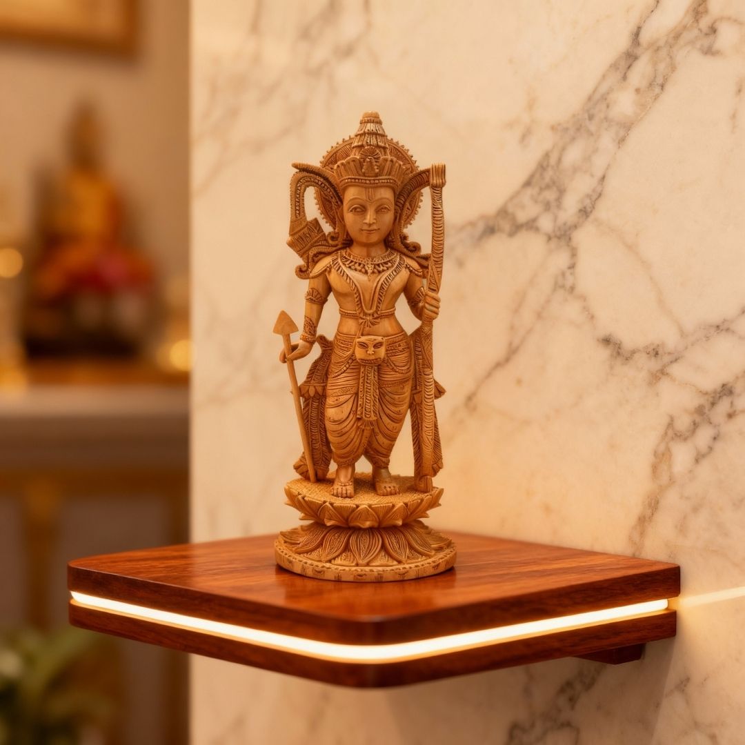 Ram Ji Standing Idol with Bow and Arrow on Lotus Base 