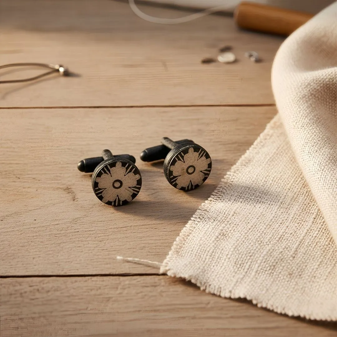 Handcrafted Decorative Cufflink Buttons Metal Art