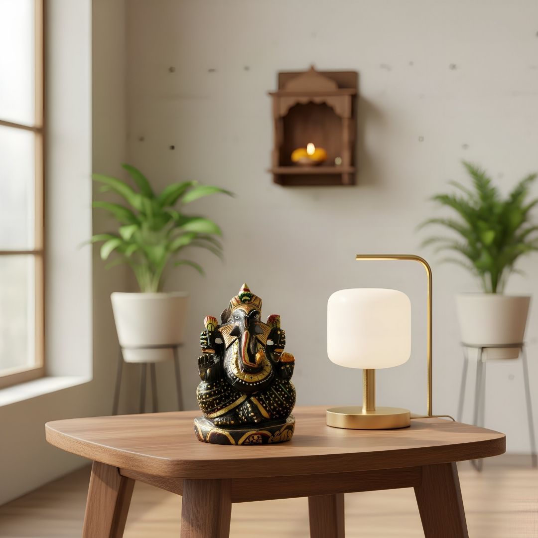 Aventurine Ganesha Idol Hand-Carved in Natural Stone 