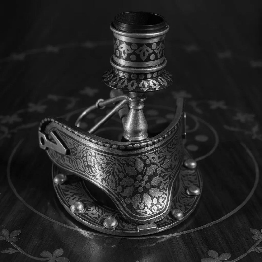 Good Luck Decorative Horseshoe with Candle Stand Koftgari Art