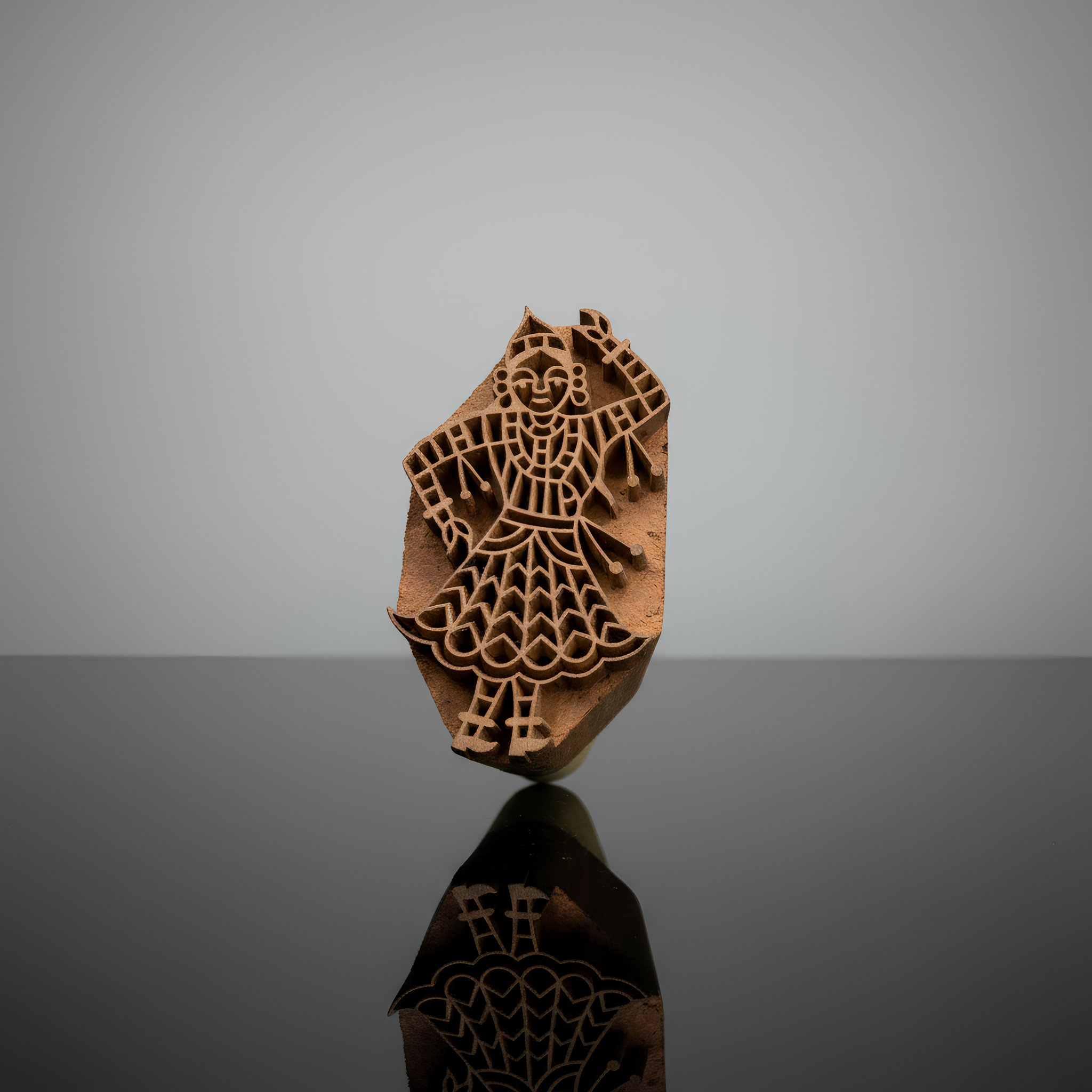 Handcrafted Gurjan Wood Block Pair with Dancing Woman Motif for Textile & Craft Printing