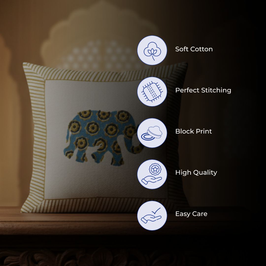 Block Printed Cotton Cushion Covers with All-Over Pattern (Set of 2)