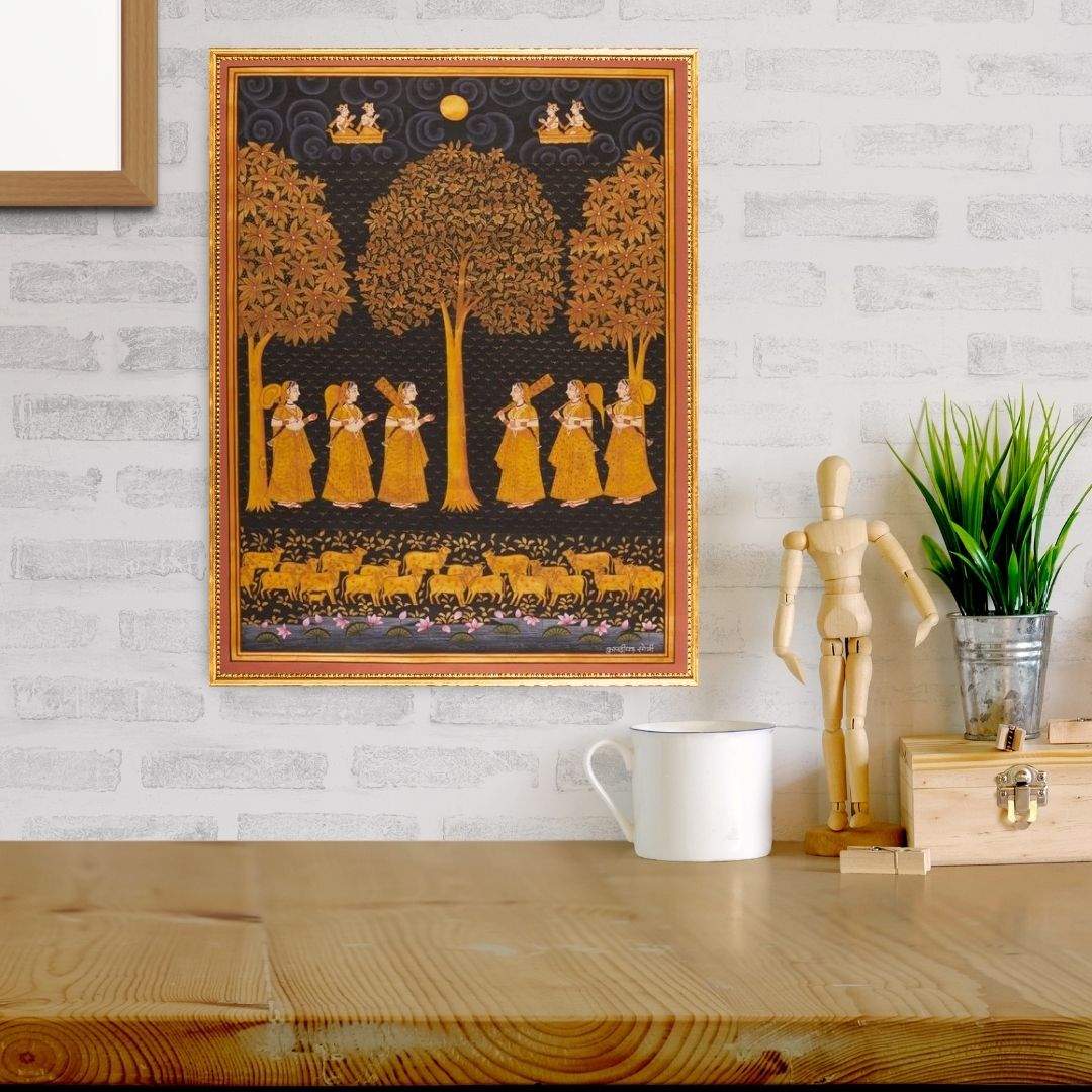 Pichwai Tree & Gopis Painting