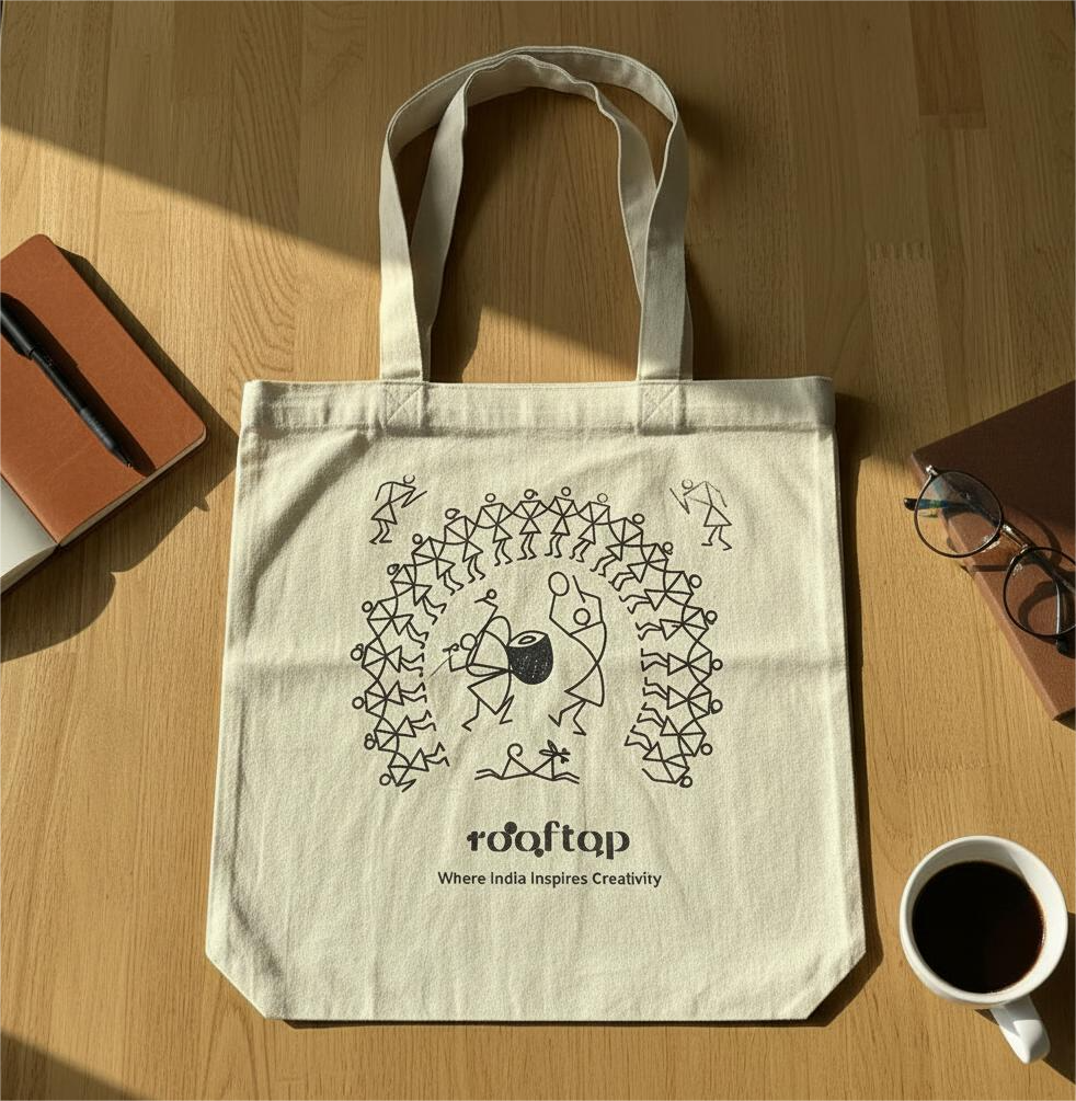 Warli Art DIY Canvas Tote Bag 