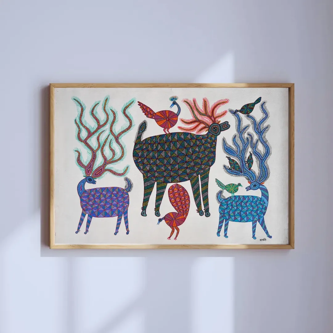Harmony in the Wild: Deer, Peacocks and Birds 