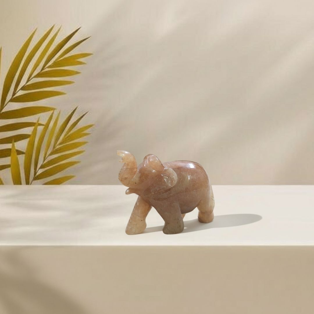 Yellow Quartz Elephant Sculpture Handcrafted