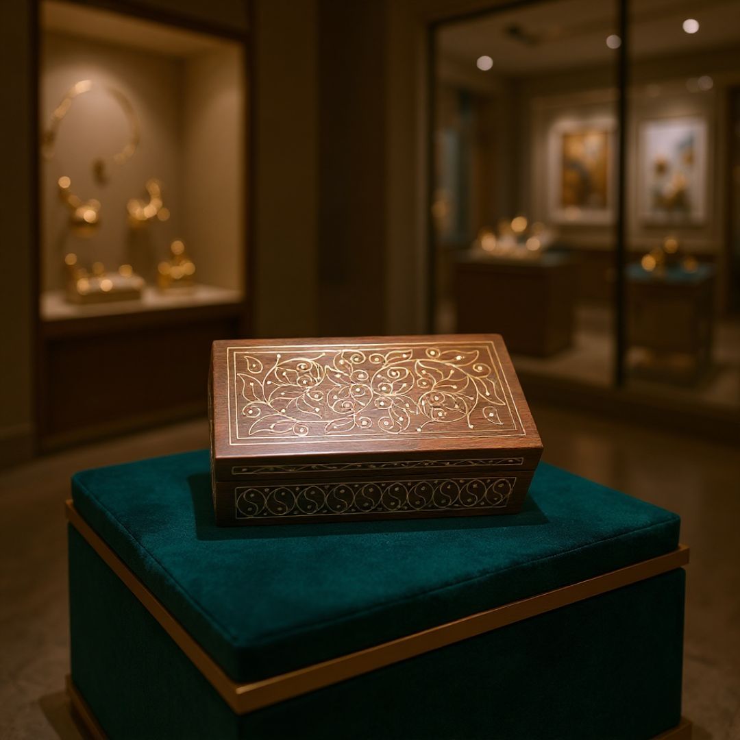 Mystic Vines Wooden Tarkashi Inlay Box 