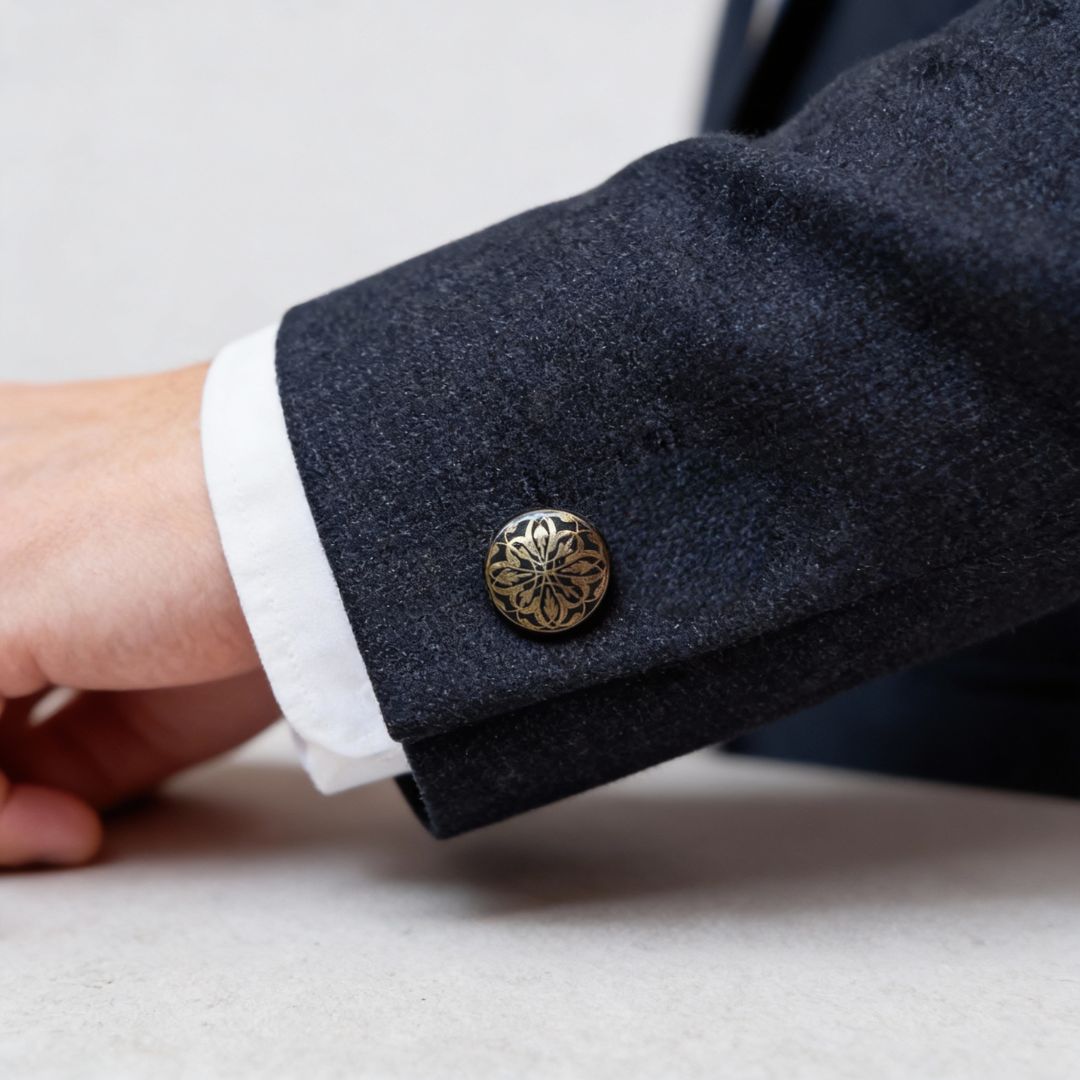 Handcrafted Gold Coat Button Set Decorative Metal Art