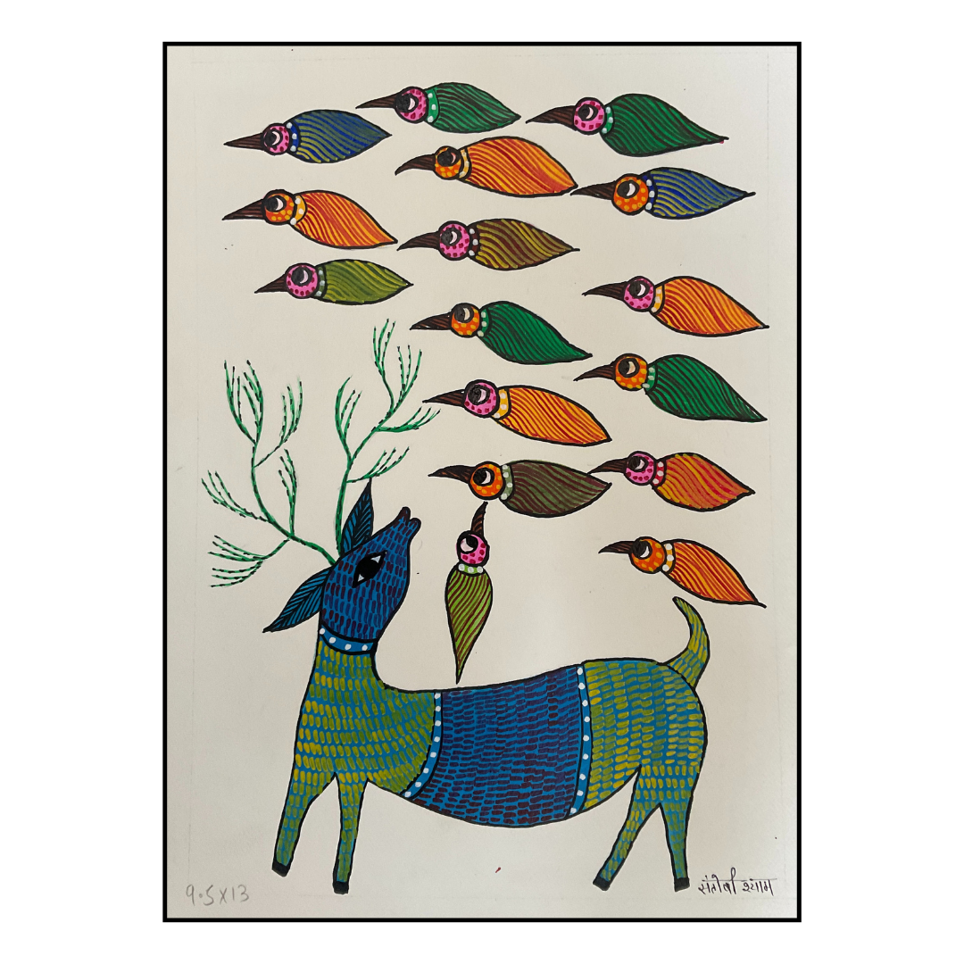 Barasingha and  Birds