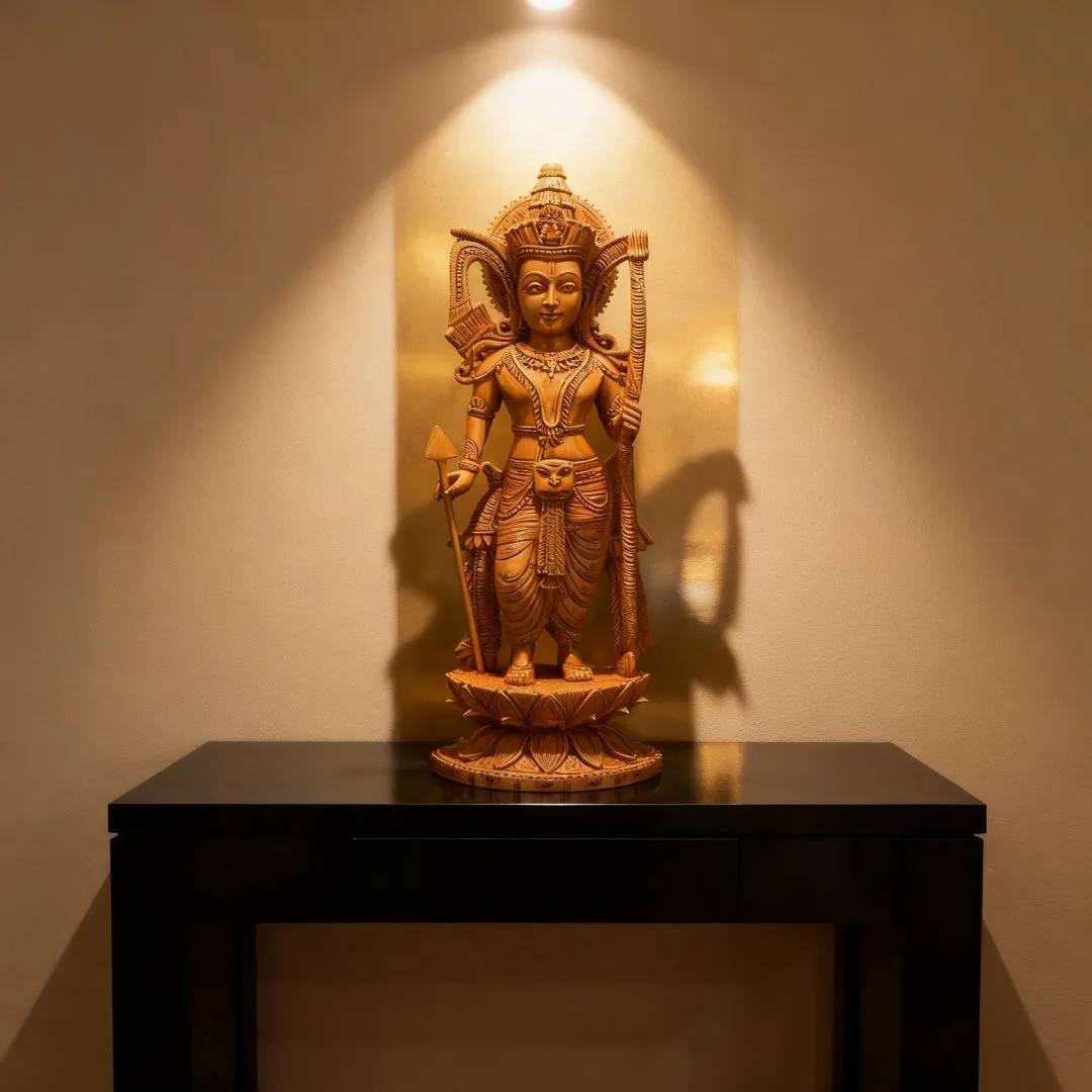 Ram Ji Standing Idol with Bow and Arrow on Lotus Base 