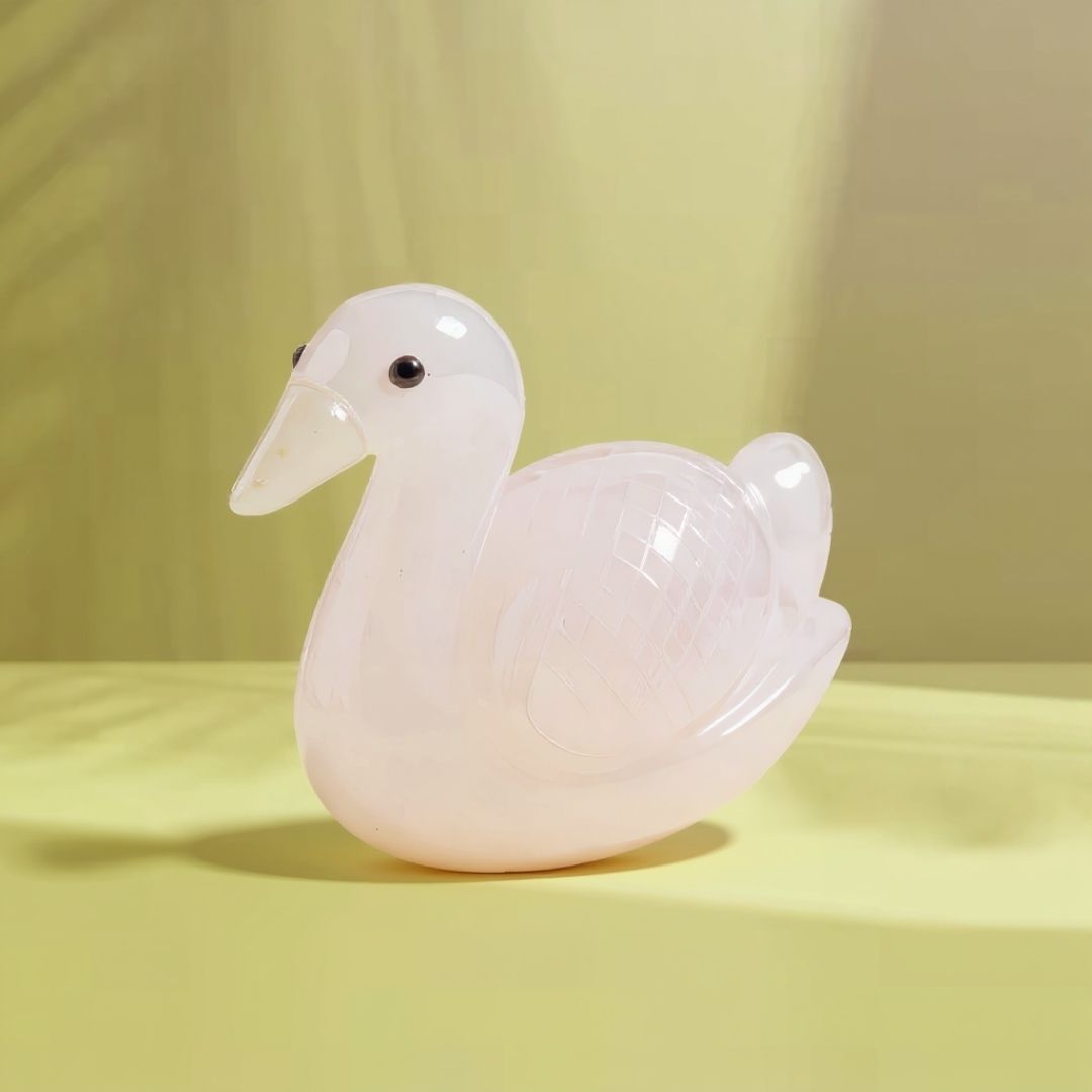 Hand Carved Rose Quartz Bird Pair for Home Decor and Healing Energy