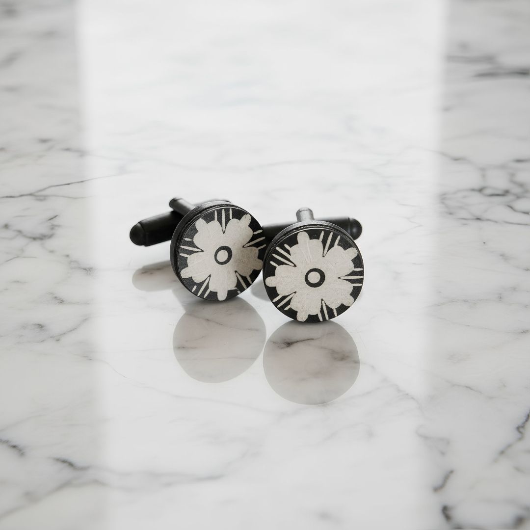 Handcrafted Decorative Cufflink Buttons Metal Art