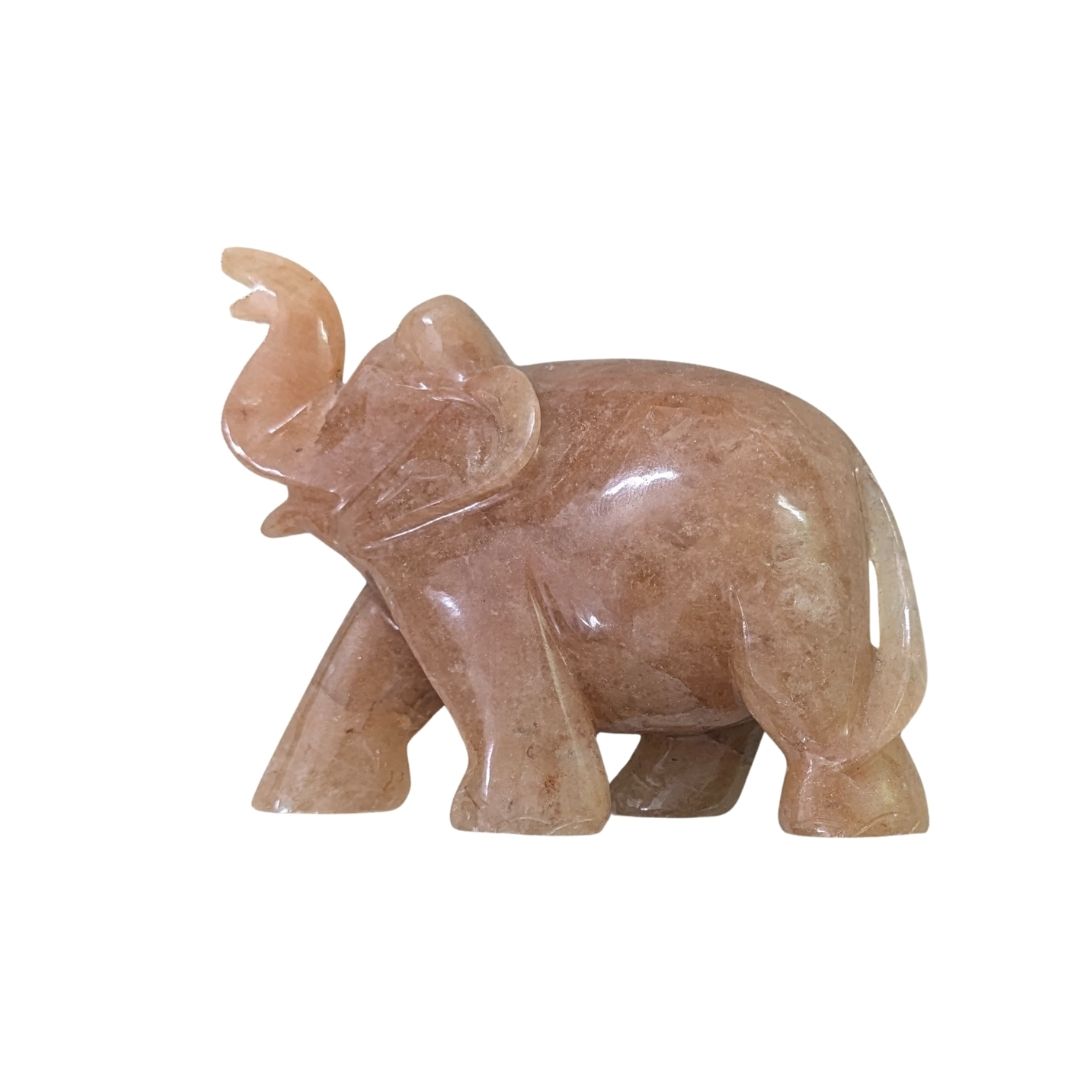 Yellow Quartz Elephant Sculpture Handcrafted