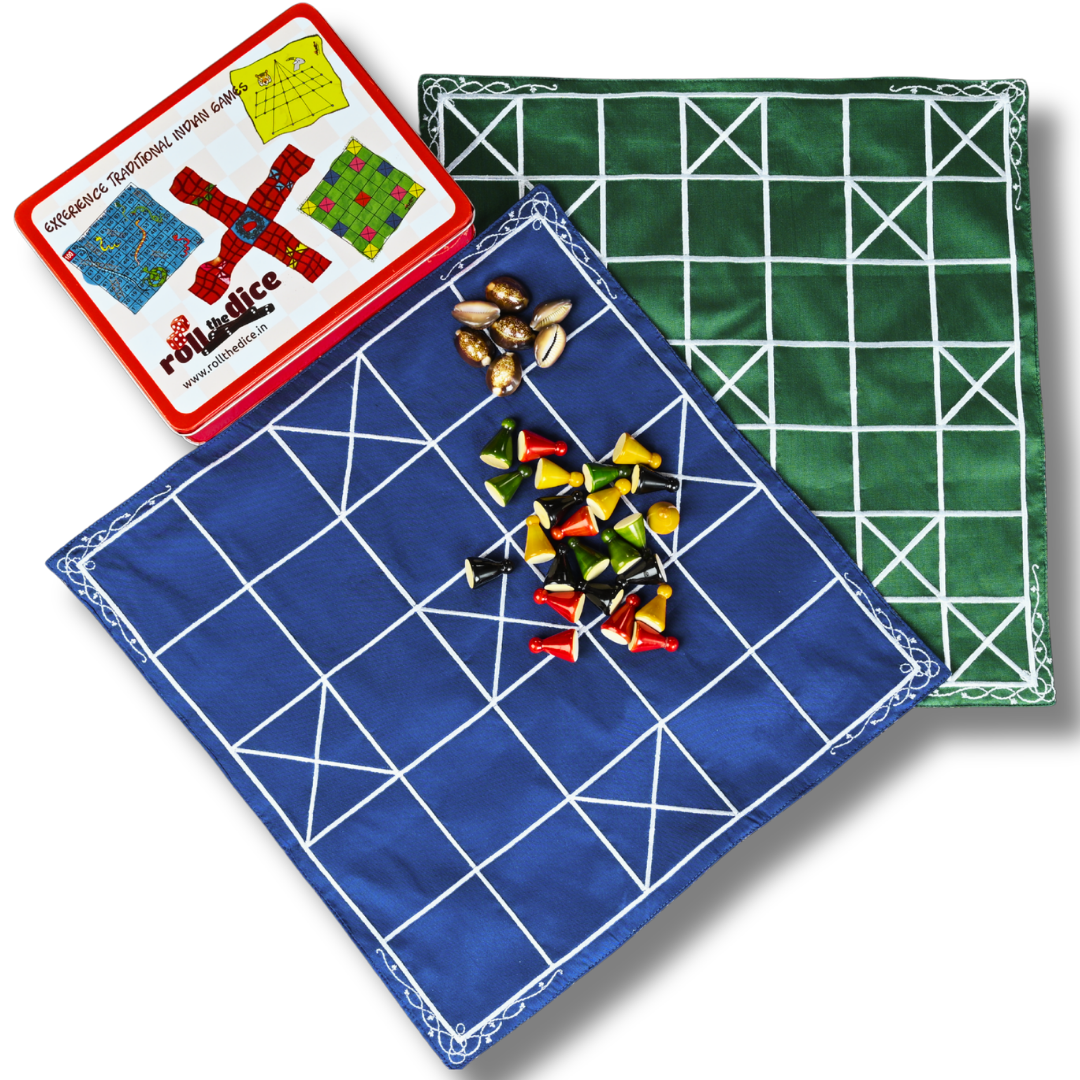 Chowka Bara Board Game – 5 & 7 Houses Combo | Traditional Indian Dice Game