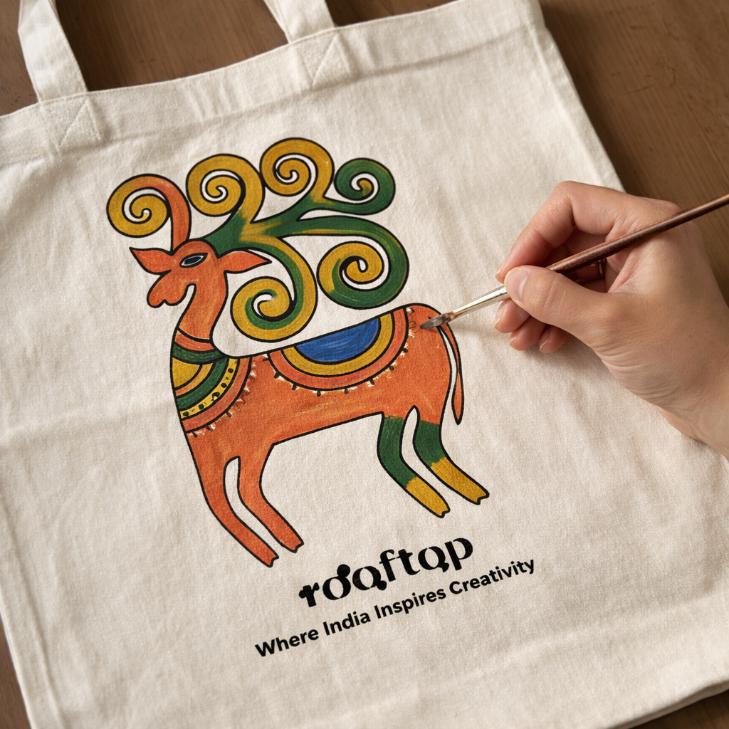 Bhil Tribal Art DIY  Canvas Tote Bag 