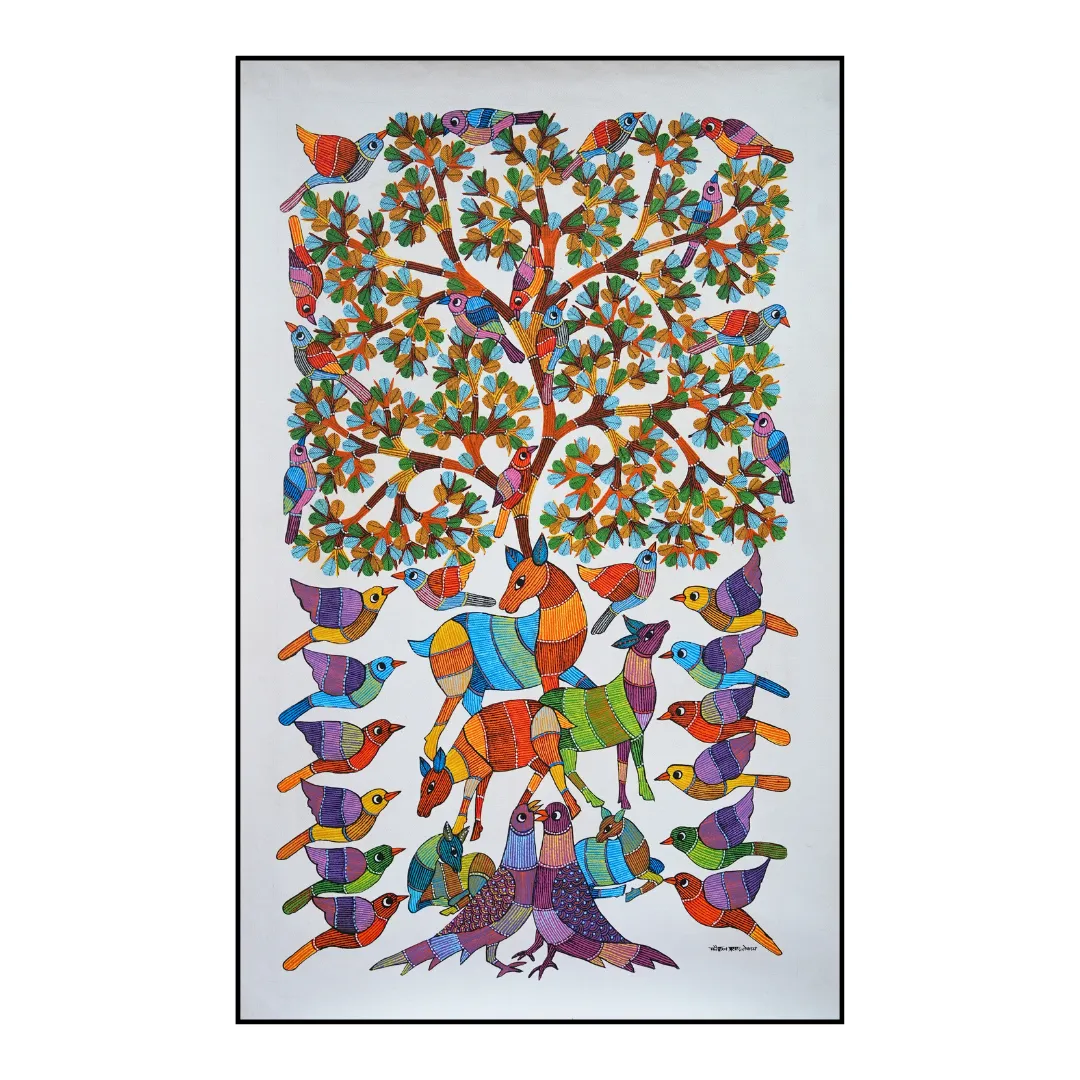 Harmony of deer and birds
