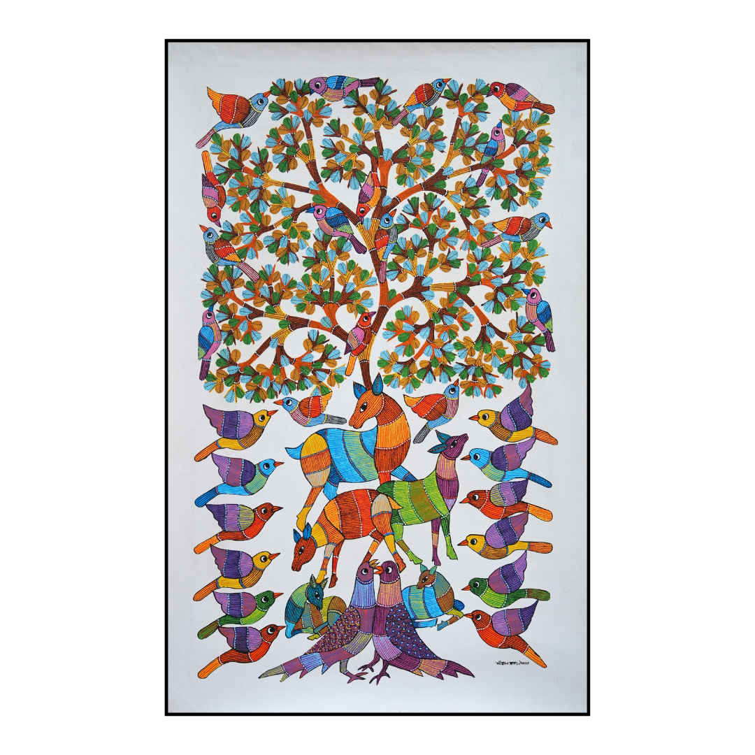 Harmony of deer and birds