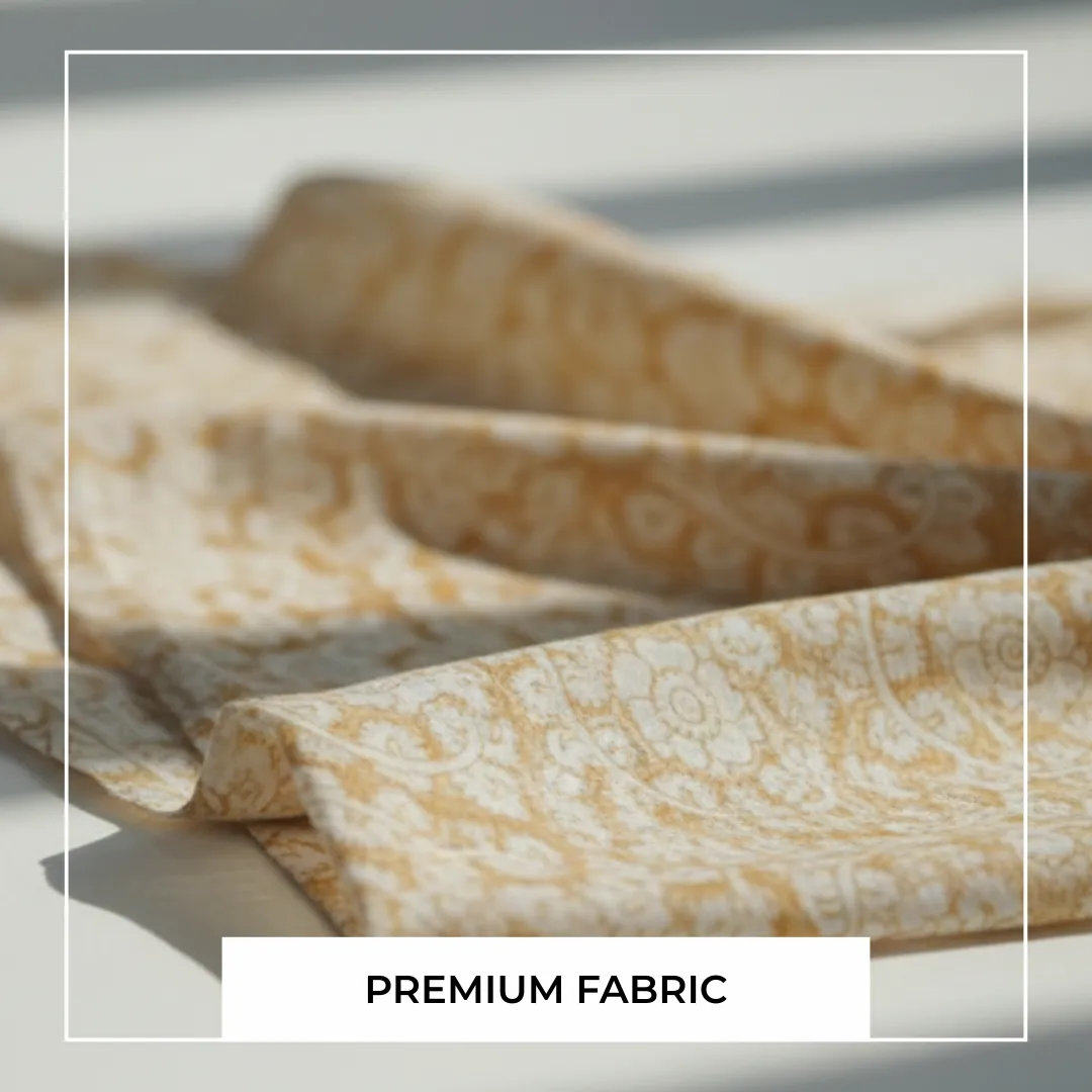 Single-Sided Hand Block Printed Mal Cotton Fabric – Mustard Floral | Sold Per Meter