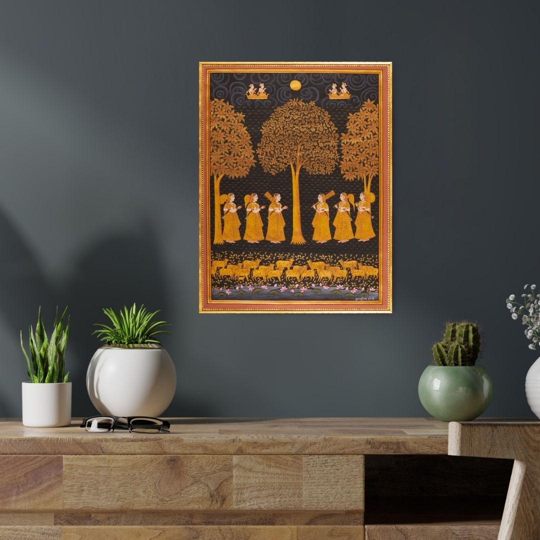 Pichwai Tree & Gopis Painting