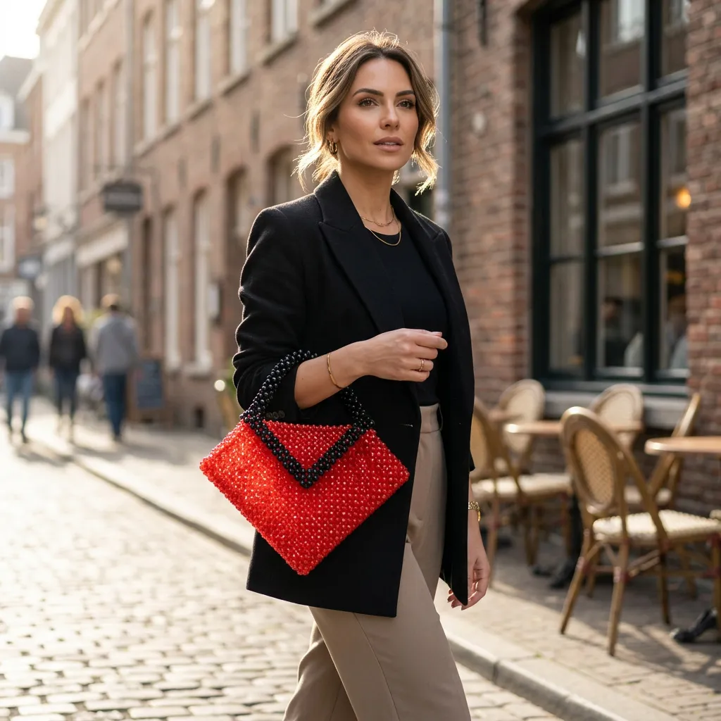 Velvet Flame Beaded Bag