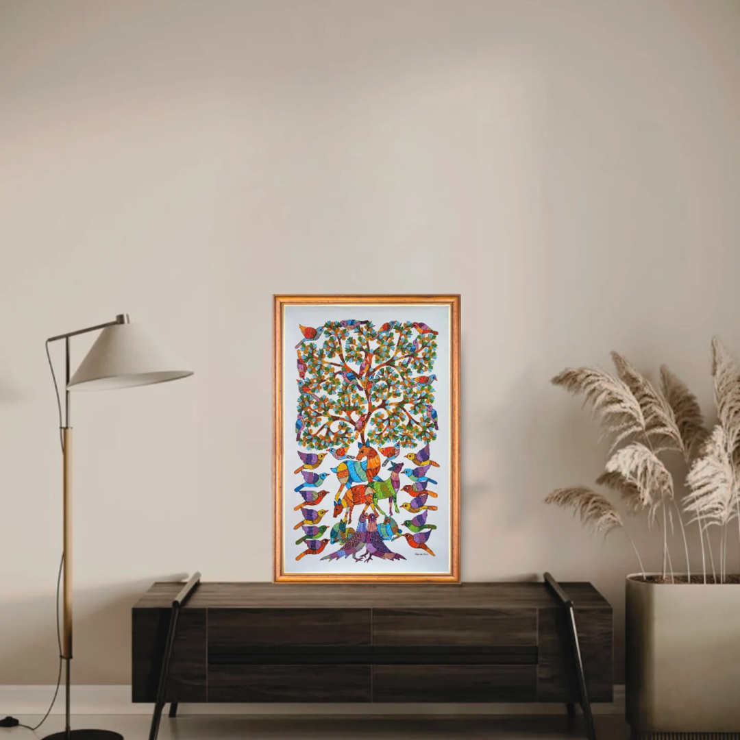 Harmony of deer and birds