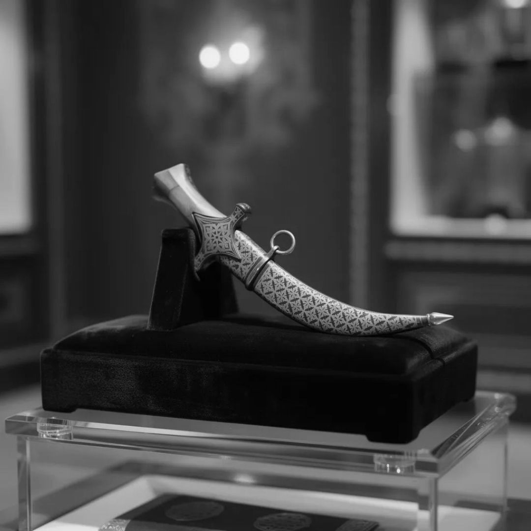 Camel Bone Handle Dagger with Koftgari Metal Inlay Craft