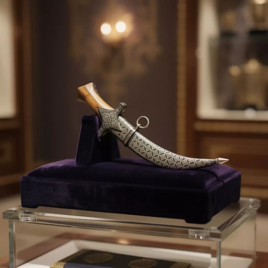 Camel Bone Handle Dagger with Koftgari Metal Inlay Craft