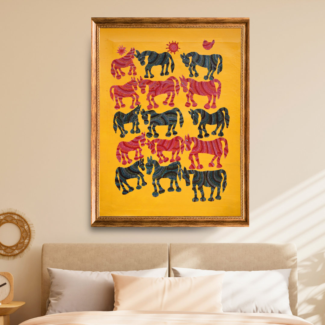 Red and Black Pithora Horses
