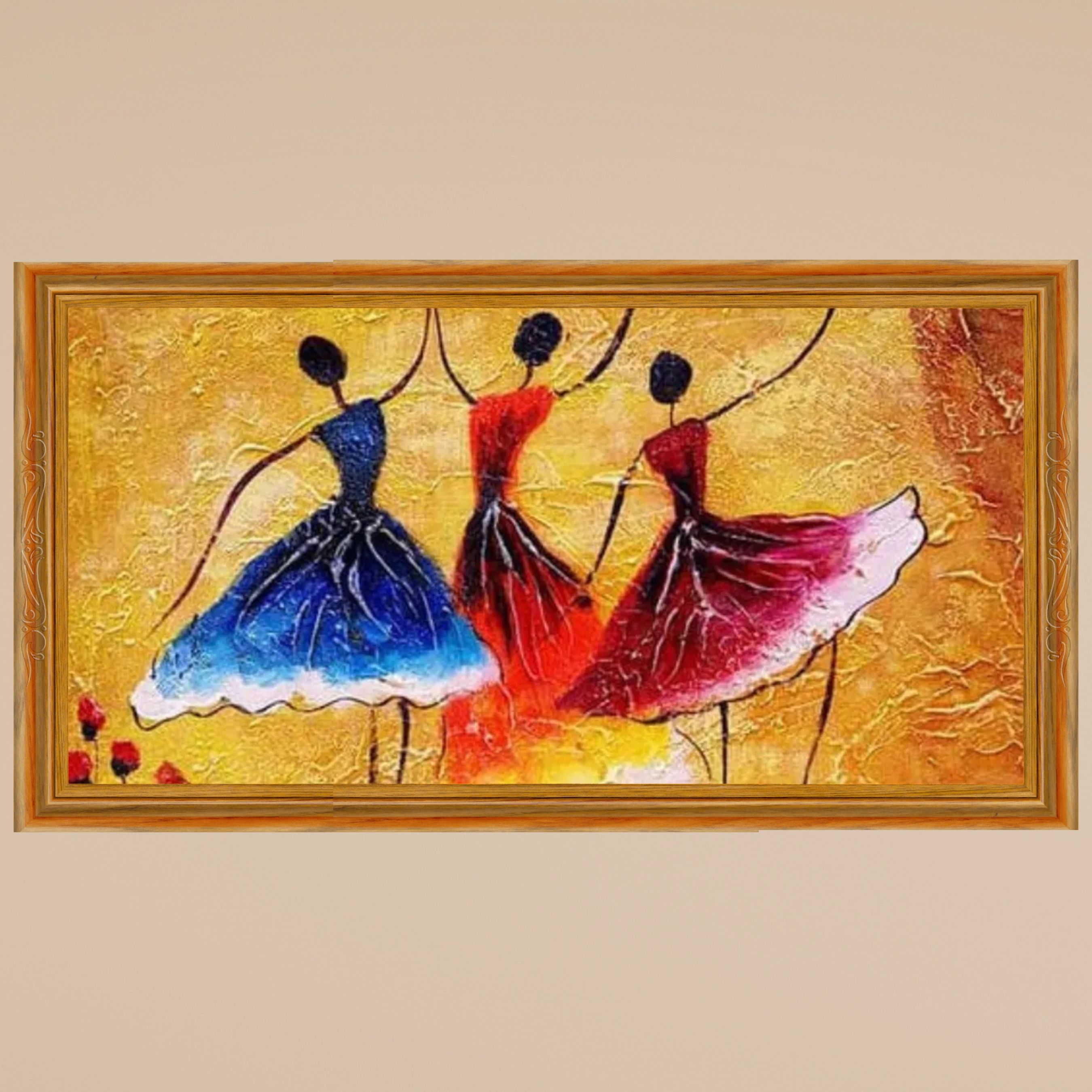 Handmade Dancing Women Abstract Canvas Painting