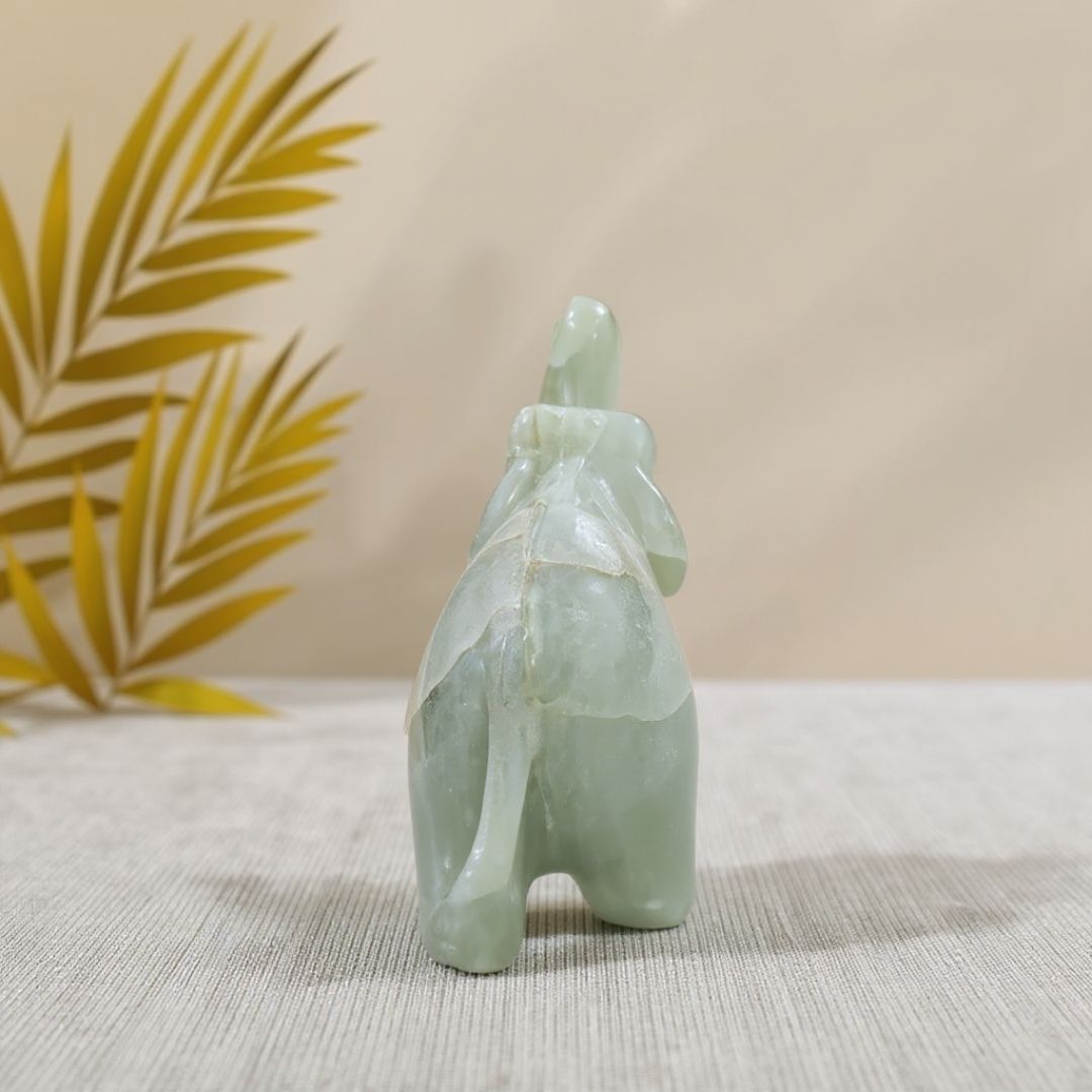 Aventurine Elephant Figurine for Positive Energy and Artisanal Decor