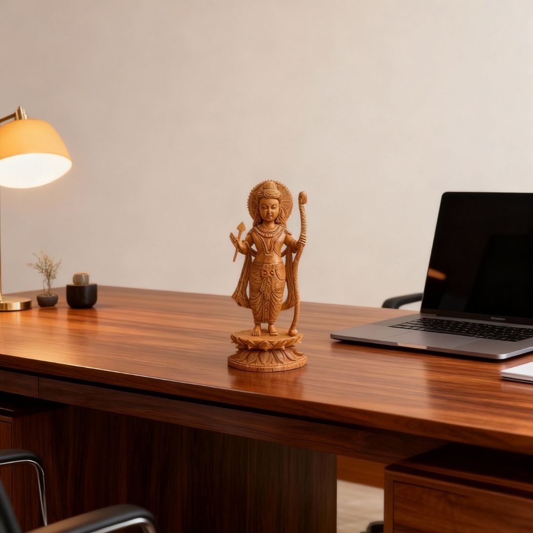 Lord Rama Standing Idol with Bow and Arrow on Lotus Base 