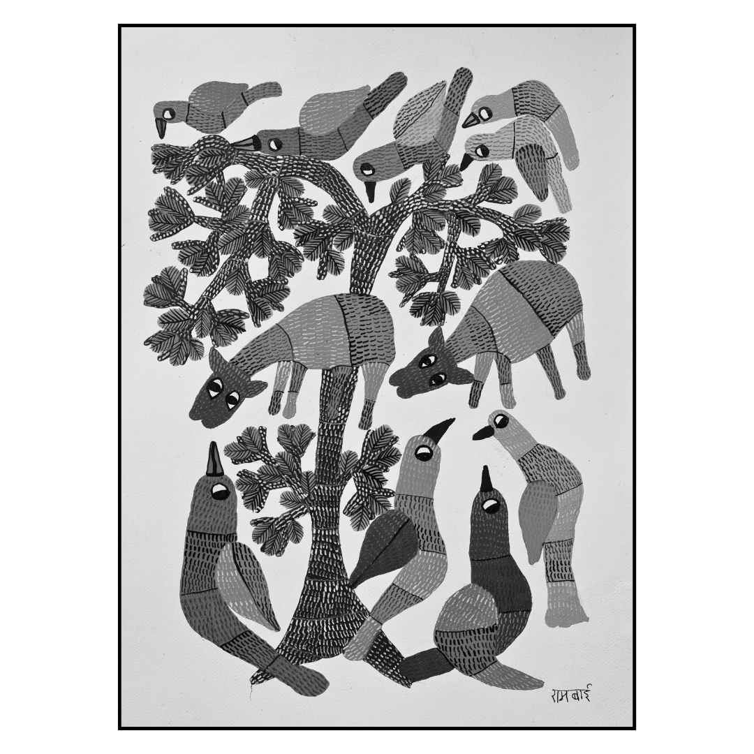 Two Calves and Birds