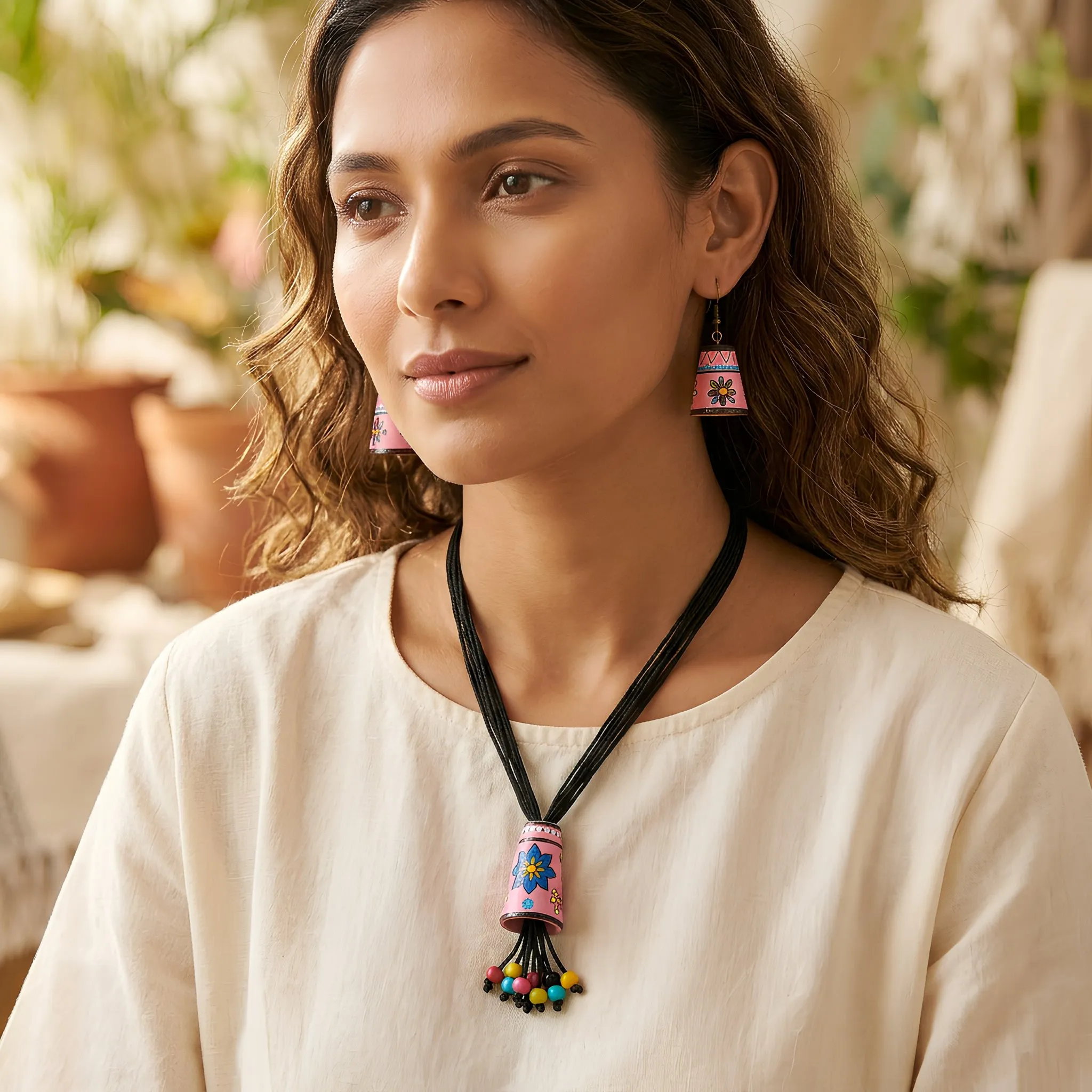 Clay jewelry Necklace Set for Women and Girls, Handmade Terracotta Jewelry, Handmade