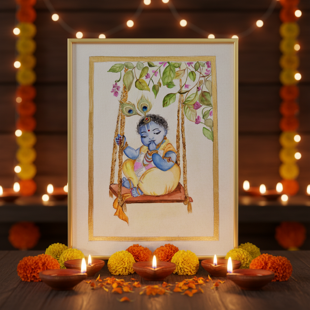 Laddoo Gopal painting 