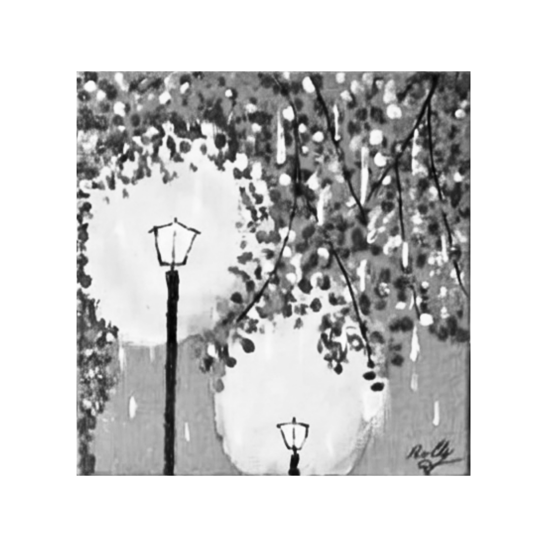 Handmade Street Lamp Abstract Canvas Painting