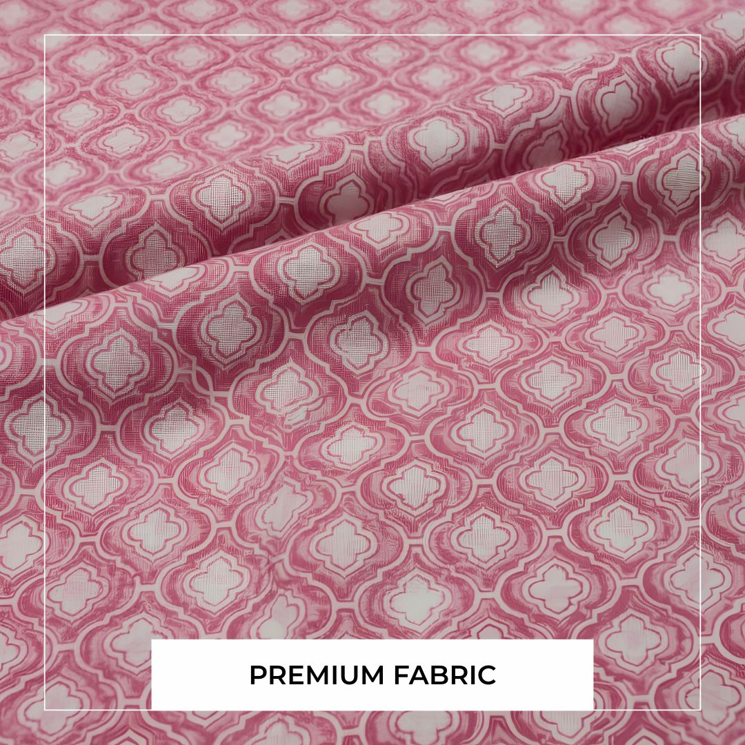Single-Sided Hand Block Printed Mal Cotton Fabric Than – Soft Pink Motif | Sold Per Meter