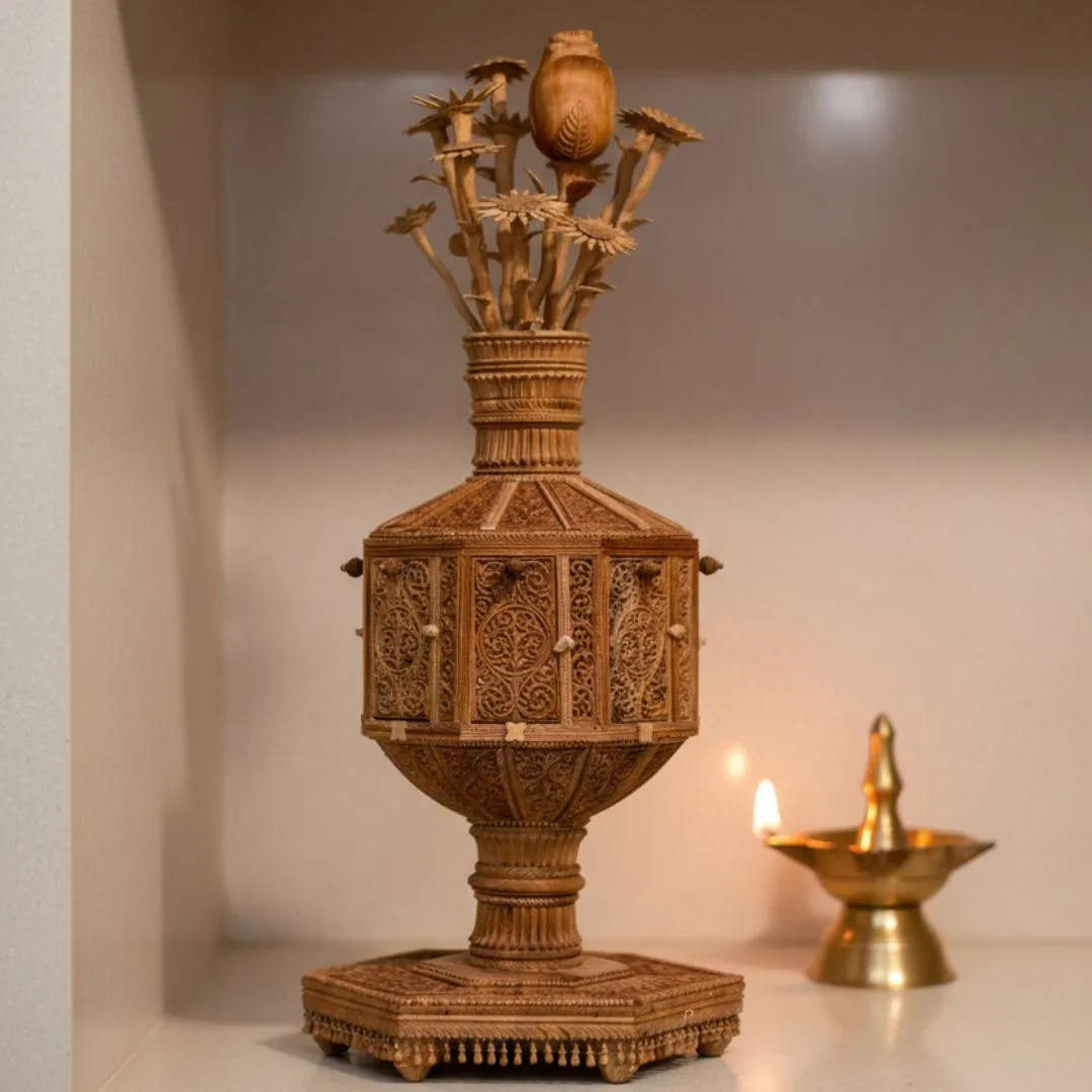 Pure Sandalwood Seven Wonders Decorative Sculpture 