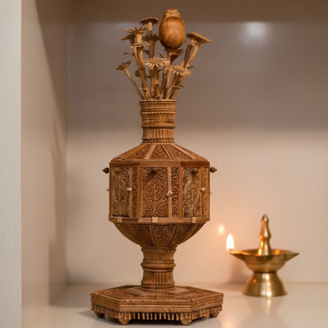Pure Sandalwood Seven Wonders Decorative Sculpture 